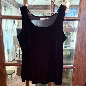 Susan Graver Black Velvet Scoop Neck Tank Top Womens Plus Size 1X Sleeveless